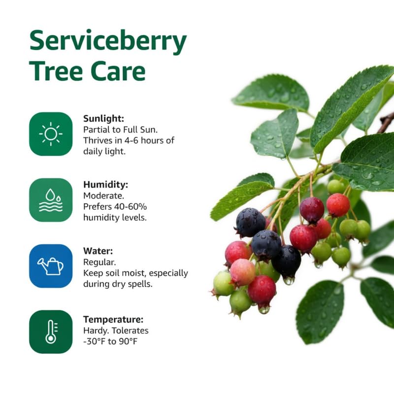 2 Serviceberry Bare Root Plants 14-16 Inches Tall, Cold Hardy Berry Plant for Outdoor Garden, Ready to Grow