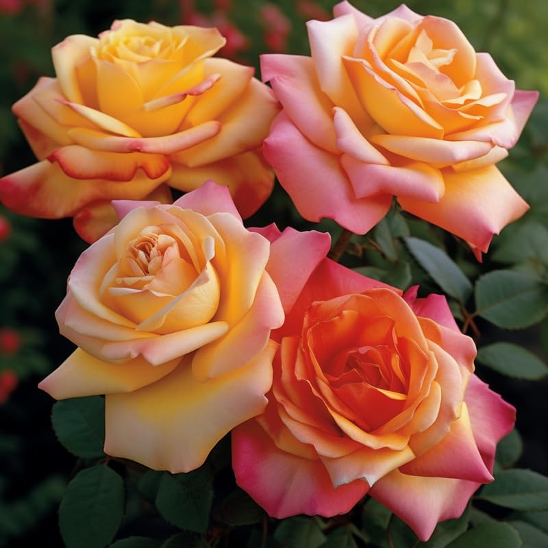 Rose Bush Live Plant Indoor Outdoor, 5-9 Inch Tall, Fragrant Rose Plant Live for Planting, Ornamental Flowers Well Rooted Starter Plant (Sunset Rose)