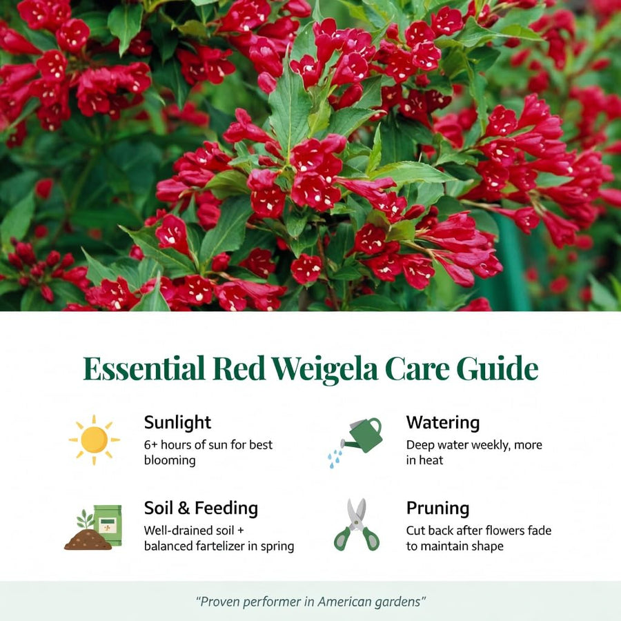 Red Weigela Plant in Quart Pot, Weigela Live Plant, Live Shrub for Outdoor Garden, Spring Blooming Flower Bush