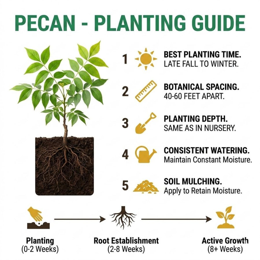 2 Pecan Trees 8-10'' Tall, Live Pecan Nut Trees for Outdoor Planting, Hardy Nut Tree Plants for Garden, Ready to Grow