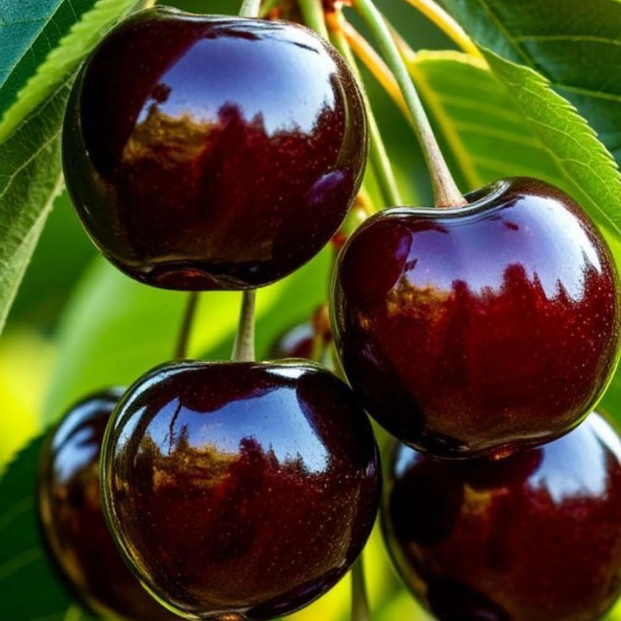 Set 4 Black Cherry Trees Live Plants 1-2 Feet Tall, Large Dark Black Cherry Plant Live, Sweet Cherry Fruit Tree, Bareroots, No Leaves, Dormant
