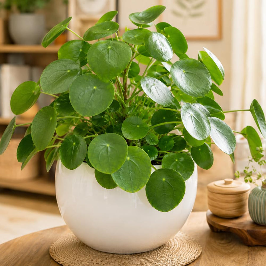 Money Plant Live 4-7 Inches Tall in 4 Inch Pot, Money Indoor Houseplant, Pilea Peperomioides, Easy Care Tropical Plant for Home Office Decor