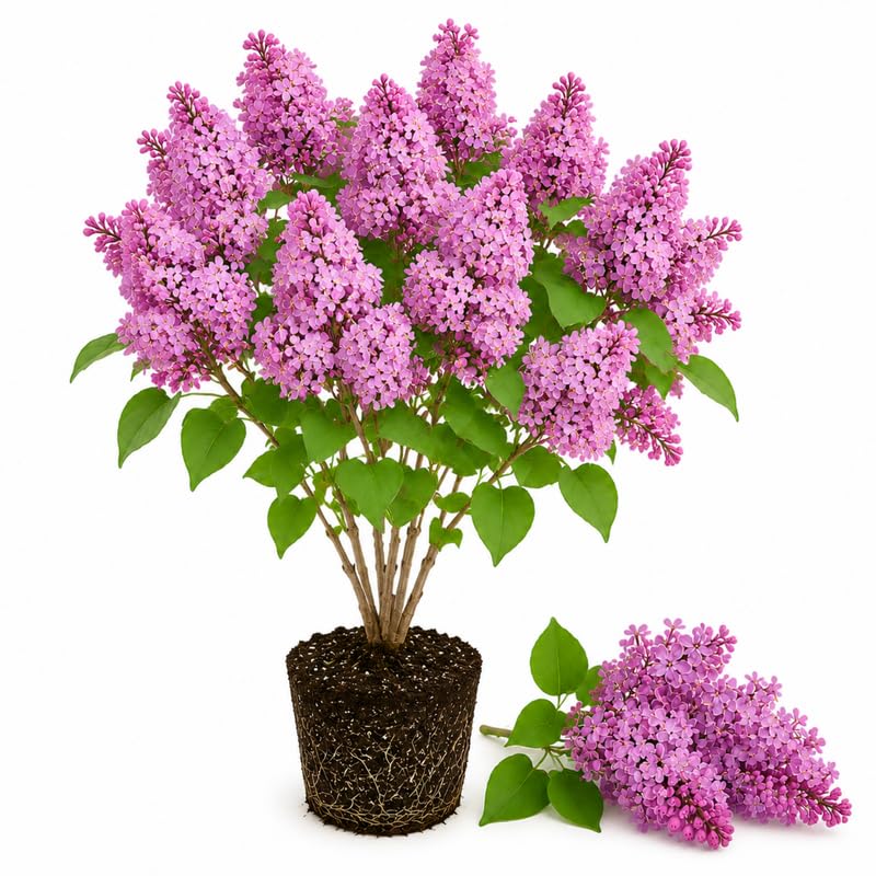 Pink Lilac Plants 12–18" Tall, Well Rooted Live Flowering Lilac Shrubs for Patio, Container and Backyard Landscaping