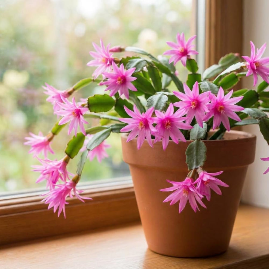 Easter Cactus Live Plant, Easter Cactus Plant 5 Inches in Height, 4 Inch Pot, Bright Bloom Flowering Houseplant for Planting (Pink)
