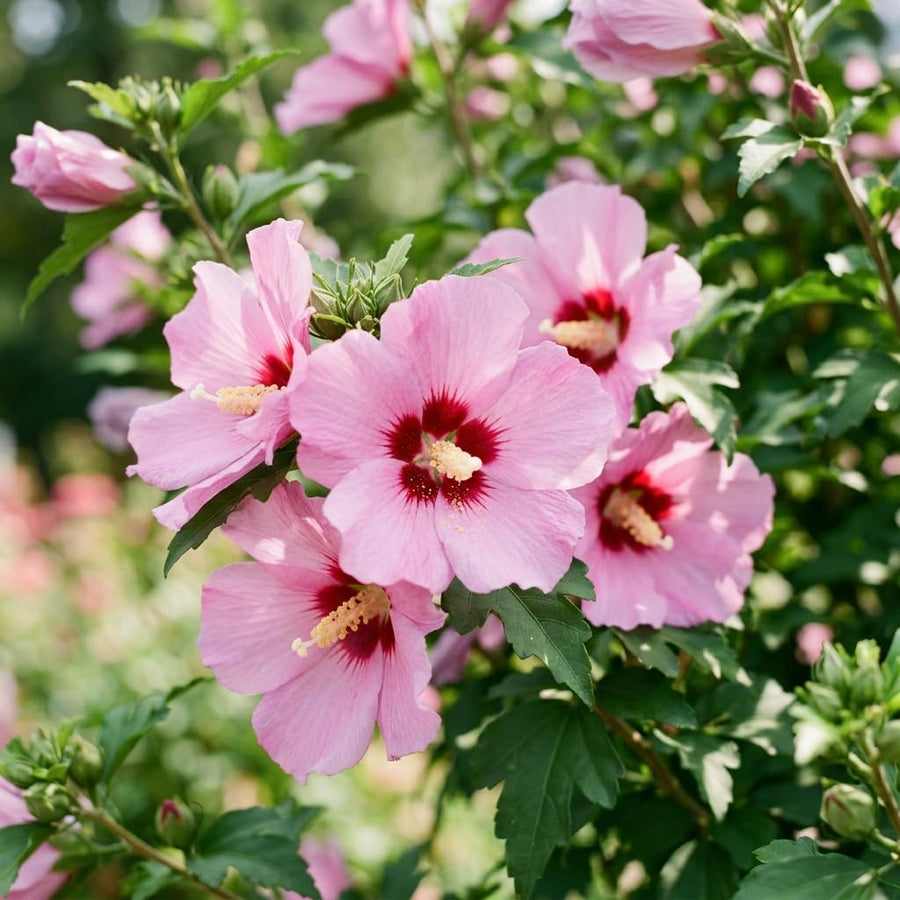 Pink Rose of Sharon Live Plant in Quart Pot, Althea Hibiscus Flowering Shrub for Outdoor Garden
