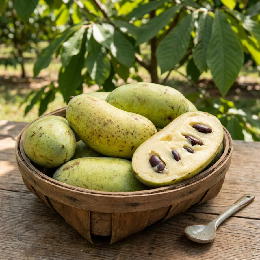 Set of 2 Paw Paw Tree, Pawpaw Tree Live Plant, Bare Roots from 4 to 6 Inches Height, Hardy Fruit Plants for Outdoor Gardening