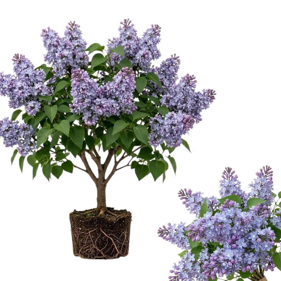 Double Lavender-Blue Lilac Bush Live Tree Plant, 1 Year Old Tree for Planting, 6 to 12 Inches in Tall, Hardy Shrub, Dormant in Winter