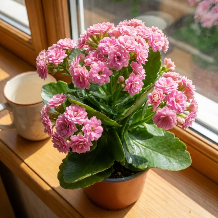 Double Pink Kalanchoe Live Plant, Double Pink Kalanchoe with Flowers, Vibrant Blooms 4-7 Inches Tall in Pot for Indoor Outdoor Houseplant