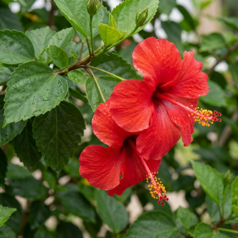 Red Hibiscus Plant Live, Well-Rooted Hibiscus Flowers, 5-7 Inches Tall, Tropical Flowering for Indoor Outdoor Planting