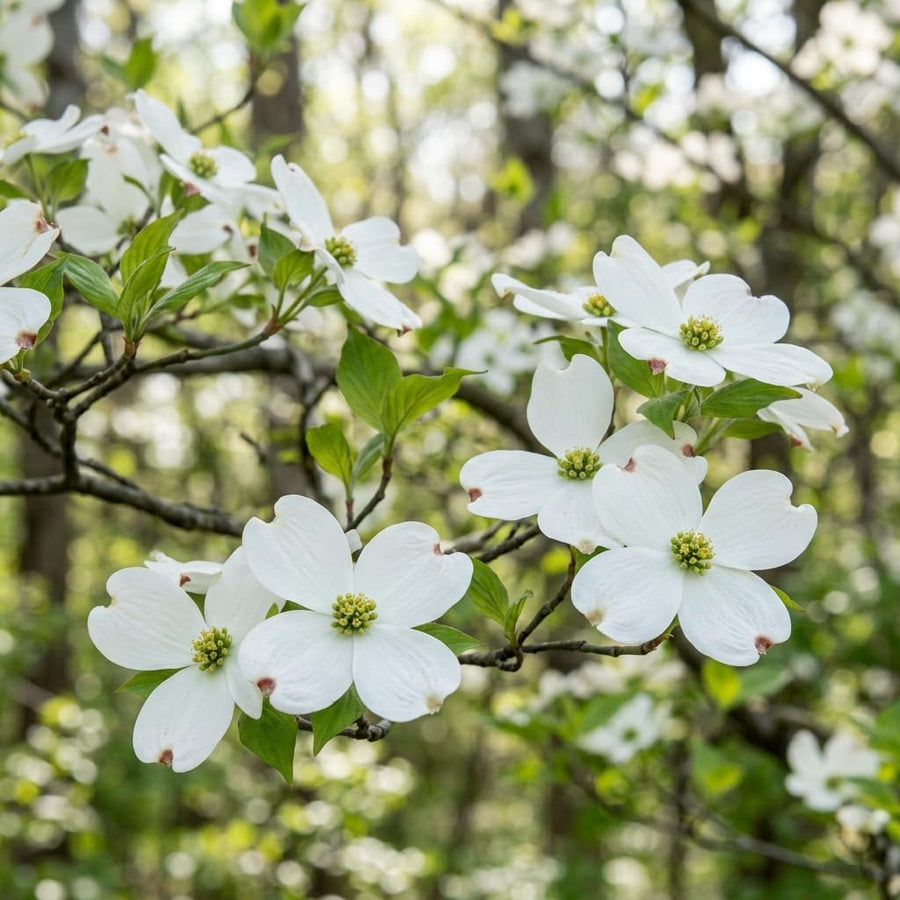 White Dogwood Live Tree in Quart Pot, Flowering Ornamental Trees for Outdoor Garden, White Blooms Spring Tree 8-14 Inches Tall