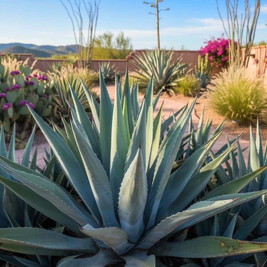 Pack 4 Agave Plants Live, Blue Agave Century Plant, 3 to 5 Inches Tall, Hardy Succulent Plant for Indoor Outdoor Growing