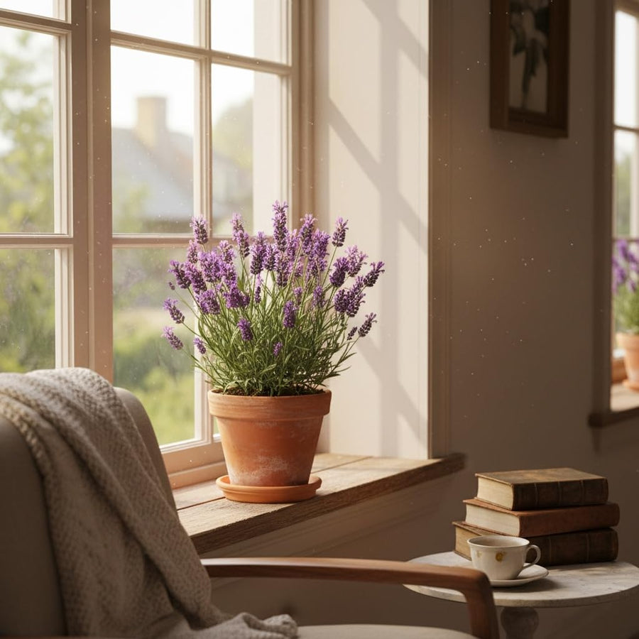 2 Live Lavender Plants, Purple Lavender Starter Plants in 3'' Pot, Fragrant Flowering Herb for Gardens, Planters and Indoor Pots (Spanish Lavenders)