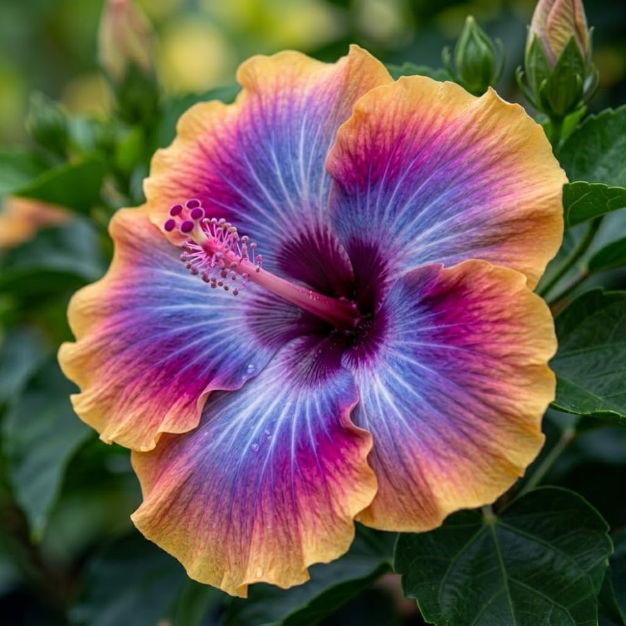 Purple Yellow Hibiscus Plant Live, Hardy Hibiscus Plants Live 5-7 Inches Tall, Vibrant Blooming Flower, Well-Rooted Plant for Home Garden Indoor Outdoor