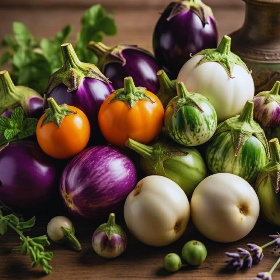 100 Mix Round Eggplant Seeds for Planting, Eggplants Seeds, Vegetable Plant Garden Outdoor Indoor