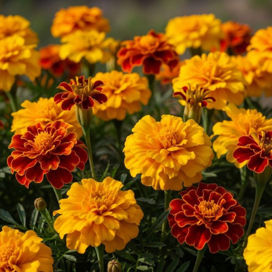 Set 3 Dwarf Marigold Live Plant, Mixed Color Marigold 4-6 Inch Tall for Outdoor Spaces and Container Gardens