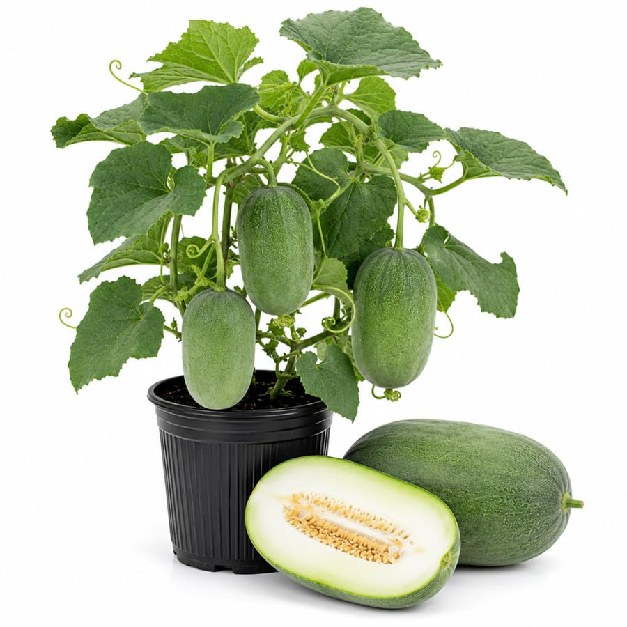 Winter Melon Live Plant in 4 Inches Pot, Wax Gourd Live Plant 4-8 Inches Tall, Home Garden Vegetable Plant for Outdoor Garden