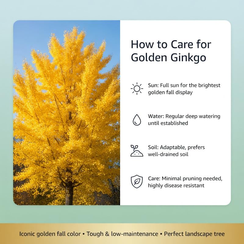 Set of 2 Ginkgo Trees Live Plants, 6-12 Inches Tall, Ginkgo Plant in Quart Pot, Hardy Landscape Trees with Golden Fall Leaves