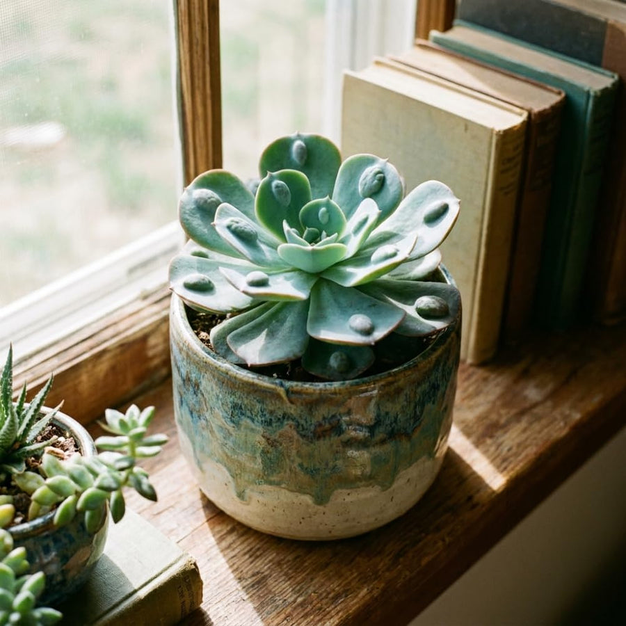 Blue Green Echeveria Live Plant, Echeveria Succulent Plant in 4 Inch Pot, Easy Care Succulent for Indoor Outdoor Houseplant