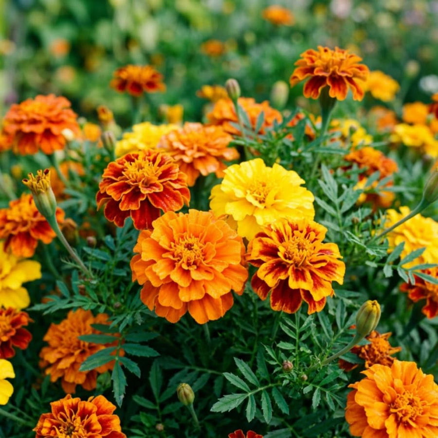 Set 2 French Marigolds Live Plants, Dwaft French Marigold Plants Live, 5-7 Inc Tall, Vibrant Flowering Plant for Indoor Outdoor Garden