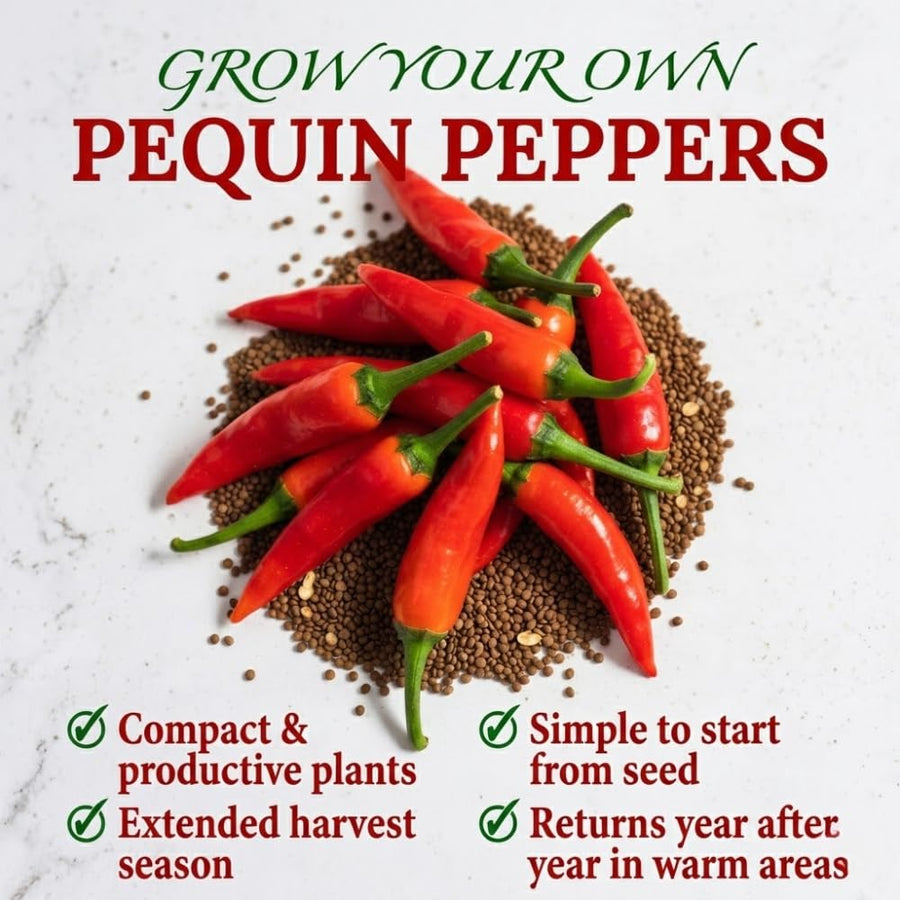 Set 200 Pequin Chili Pepper Seeds, Hot Pepper Seeds for Planting, Heirloom Pequin Peppers Plant for Indoor Outdoor Planting