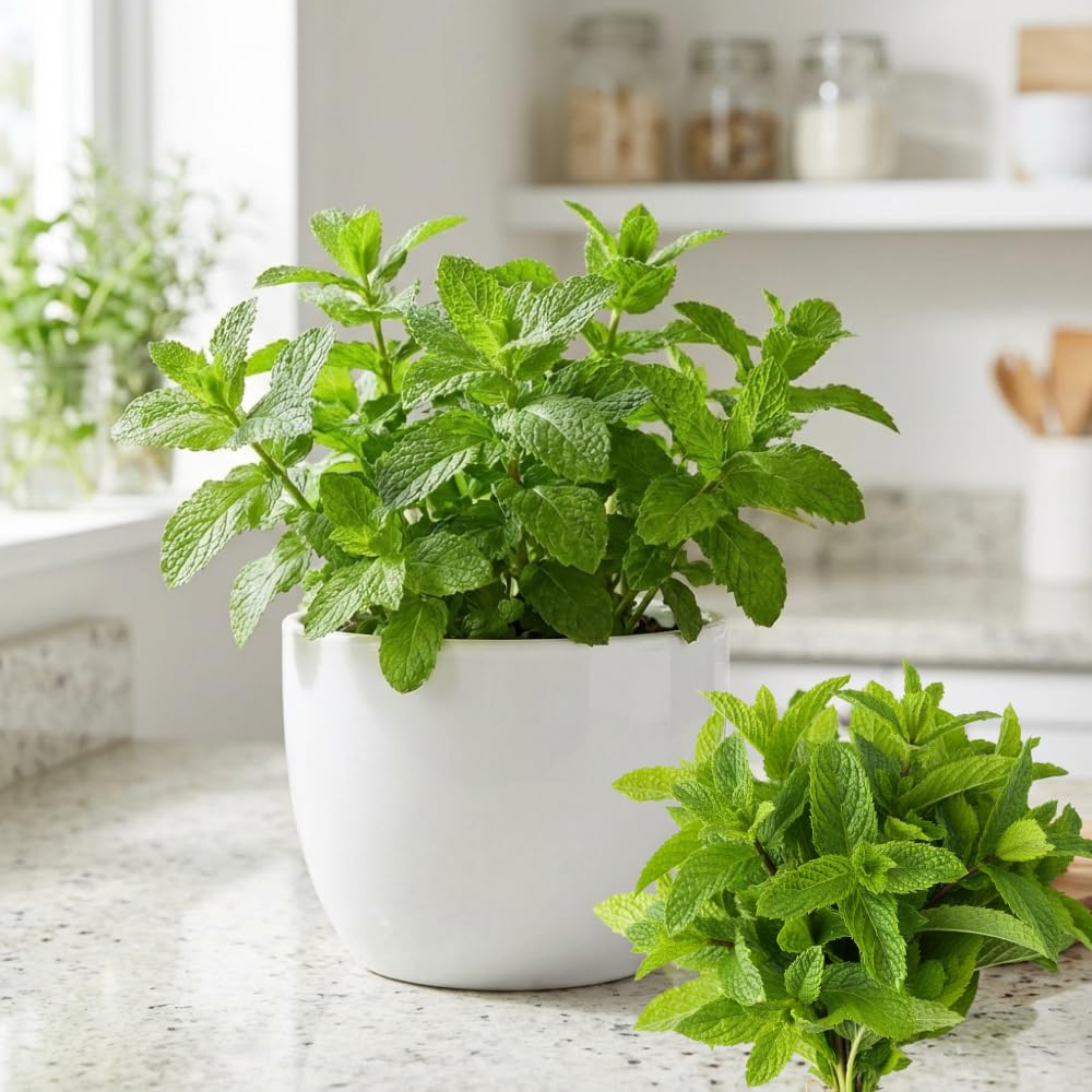 Live Mint Plant in 3.5'' Pot, Herb Plants for Planting Indoor Outdoor, Fragrant, Hardy, Perennial Herbs (Spearmint)
