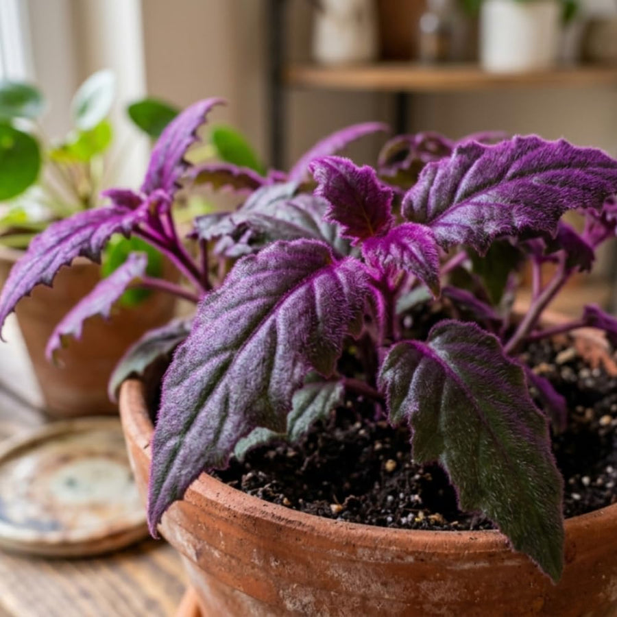 Gynura Velvet Plant, Purple Passion Plant, Velvety Purple Leaves, 4 Inches Pot 4-7 Inches Tall, Well Rooted for Indoor Houseplant