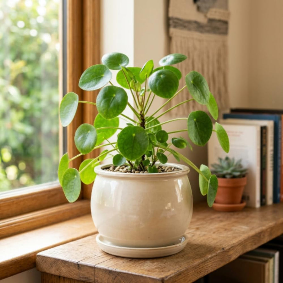 Money Plant Live 4-7 Inches Tall in 4 Inch Pot, Money Indoor Houseplant, Pilea Peperomioides, Easy Care Tropical Plant for Home Office Decor