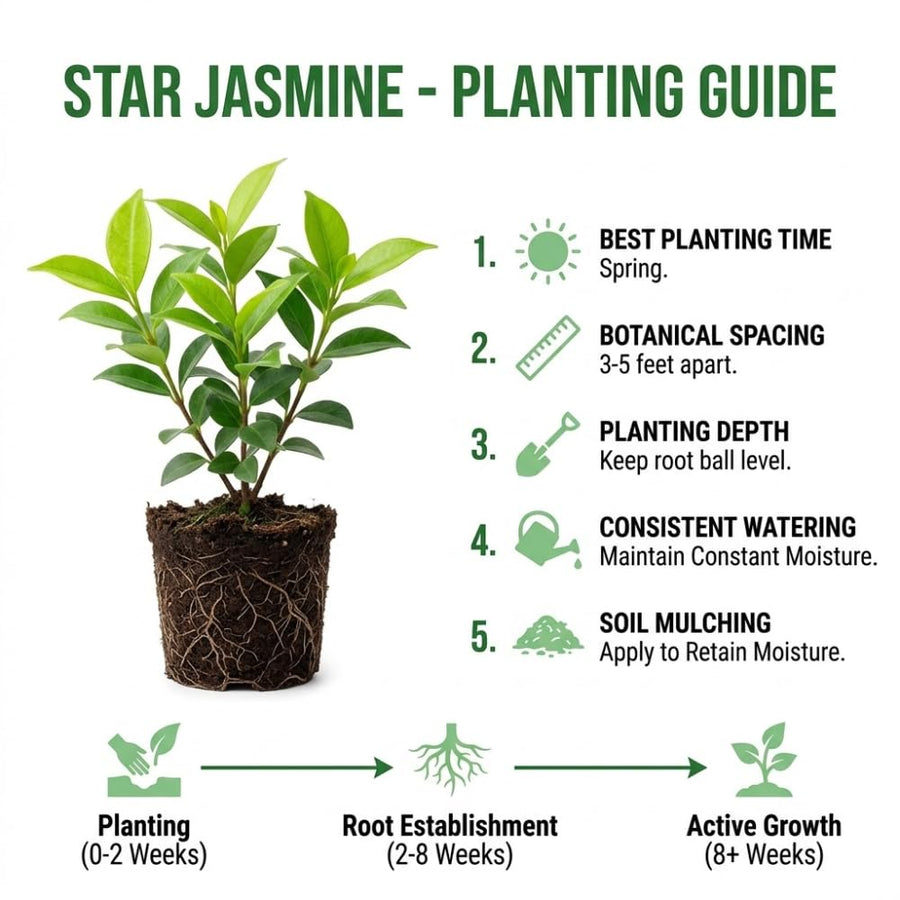 Star Jasmine Plant Live, 3-5 Inc Tall, Star Jasmine Live Plant, Fragrant Bloom, Fast Growing Climbing Vine for Trellis, Outdoor Garden