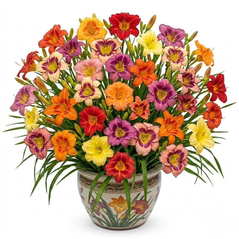 Pack 10 Daylily Bulbs for Planting Spring, Fast Blooming Hardy Perennial Lily Bare Roots for Outdoor Growing (Assorted Day Lily)