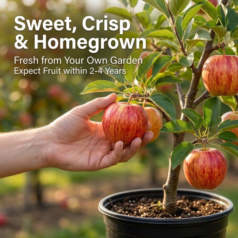Sweet Apple Tree 2–3 Ft Tall, Fruit Apple Tree Plant for Outdoor Garden, Sweet Crisp Apples for Backyard Orchard or Home Garden Growing