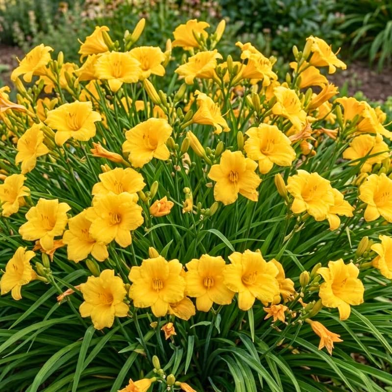 Pack 10 Daylily Bulbs for Planting Spring, Fast Blooming Hardy Perennial Lily Bare Roots for Outdoor Growing (Yellow Day Lily)