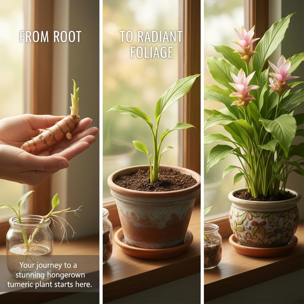 Set 10 Turmeric Root, Fresh Yellow Turmeric Roots, Curcuma Longa Ginger Roots for Planting or Culinary, Suited for Zones 8 to 11