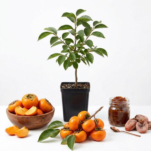 Sweet American Persimmon Trees Live Plants, Dormant Seedlings,6-12 Inches Well Rooted, Winter Hardy Persimmon Tree Fruit