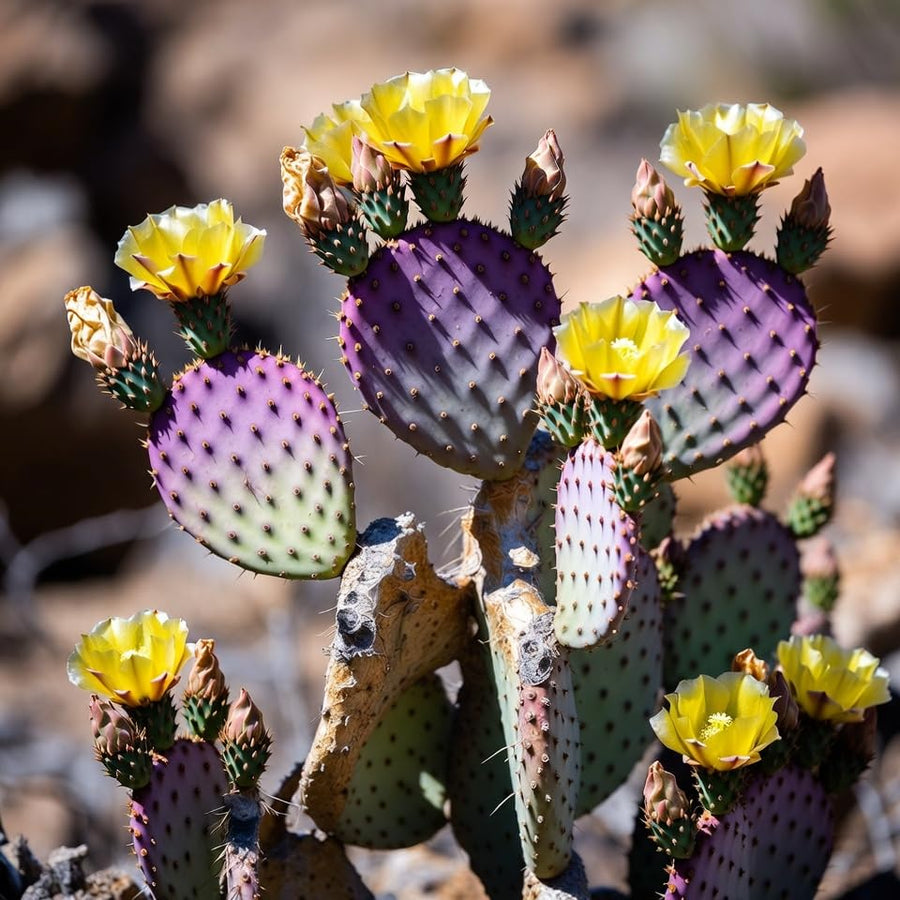 Purple Prickly Pear Cactus Live Plant 6-8 Inches, Cold Hardy Cactus, Outdoor or Container Growing