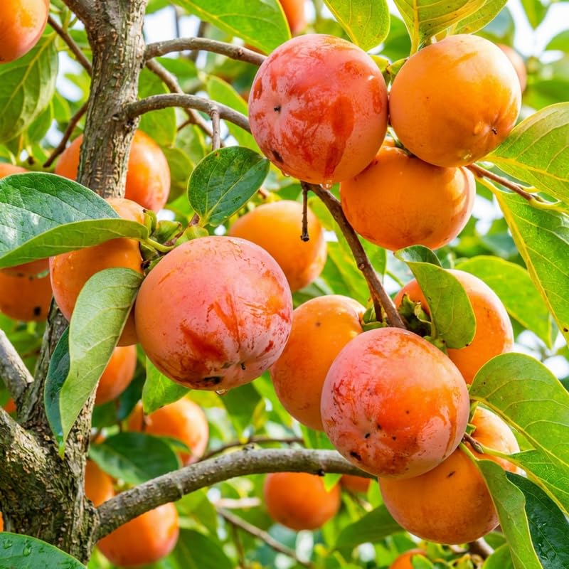 Persimmon Tree Live Plant, Persimmon Fruit Trees Live Plants, Well Rooted, 8-10 Inches Tall, Sweet Fruit Tree for Edible Garden, Backyard