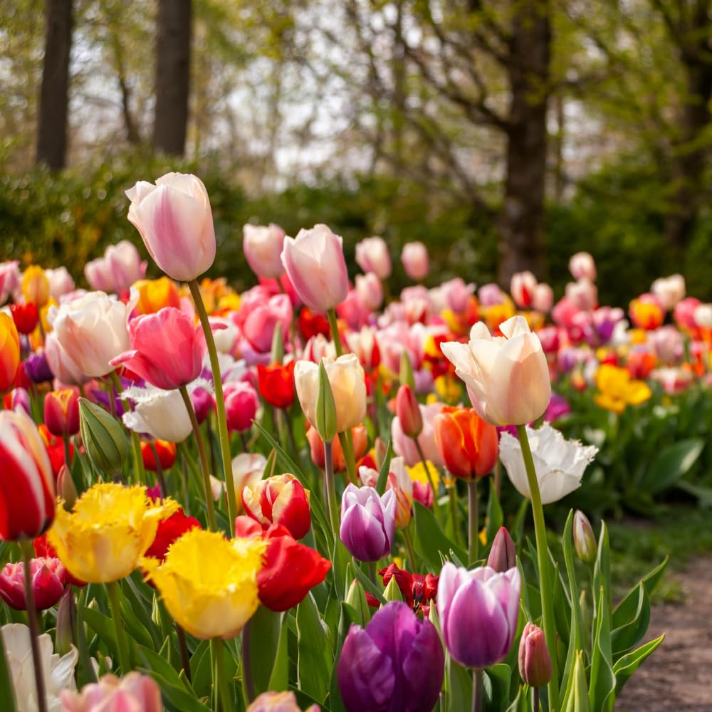 Pack of 10 Tulip Flower Bulbs, Mixed Color Tulip Flower Bulbs, Spring Blooming Bulbs for Planting