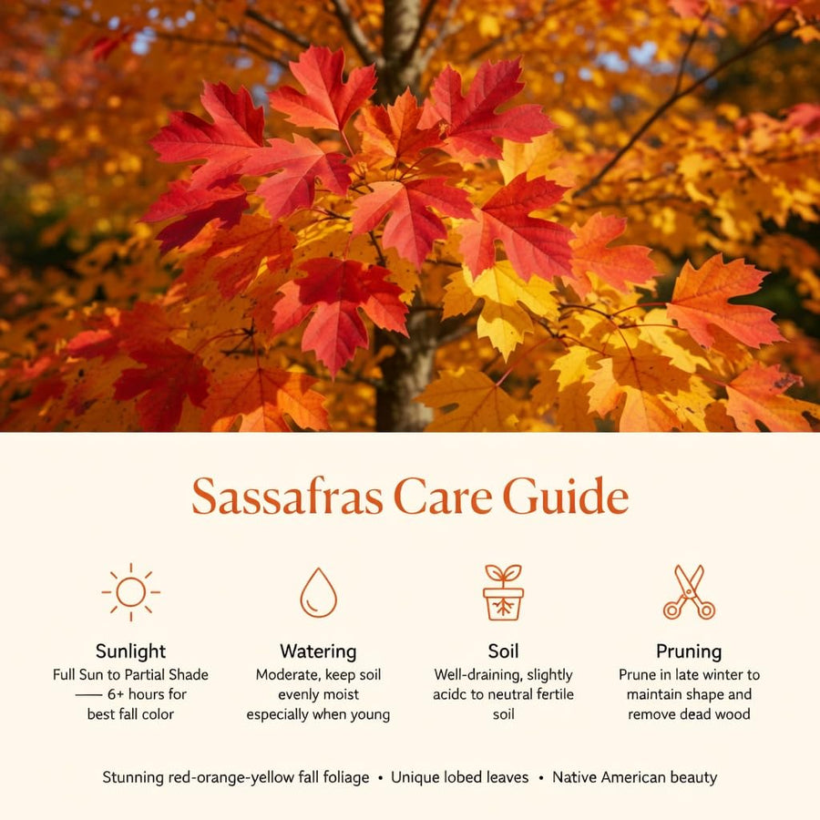Set of 2 Sassafras Live Trees, 12–18" Tall, Bare Root, Common Sassafras Seedling Trees Well-Rooted for Outdoor Garden Growing