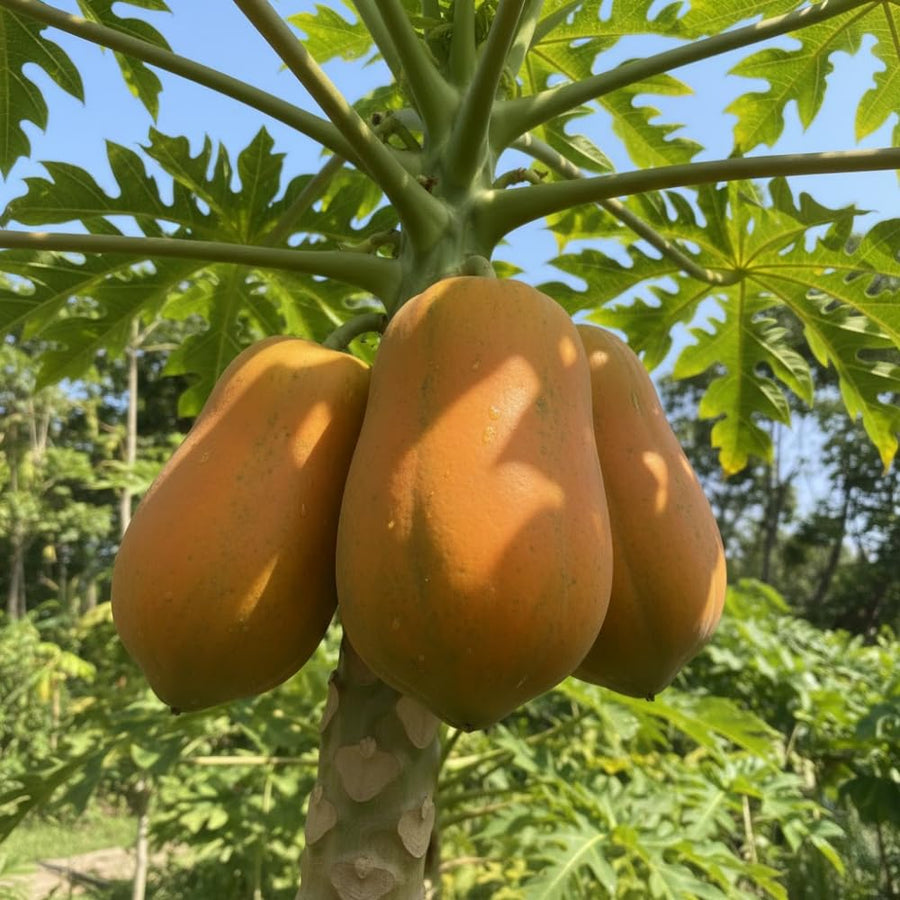 Set 3 Papaya Tree Live Plant, Papaya Plant Live, 4-7 Inc Tall, Fast Growing Fruit Plant for Containers and Outdoor Garden