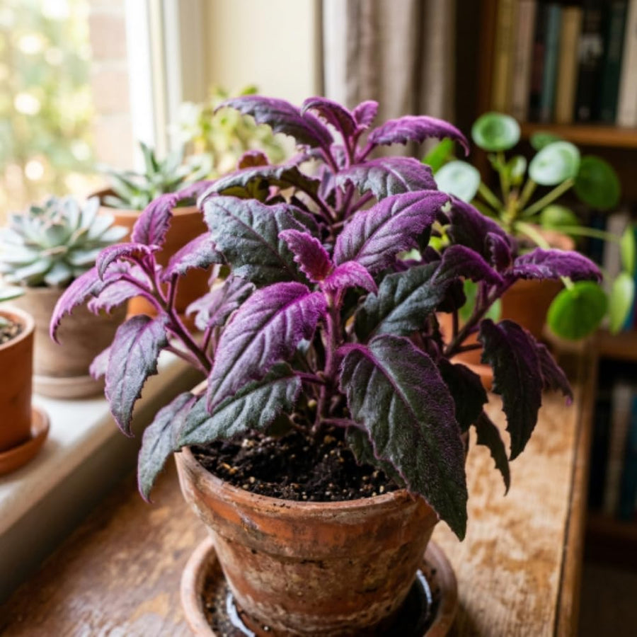 Gynura Purple Velvet Plant Live 4-6 Inches Tall, Purple Passion Plant, Velvet Leaf Houseplant in 4 Inch Pot for Growing