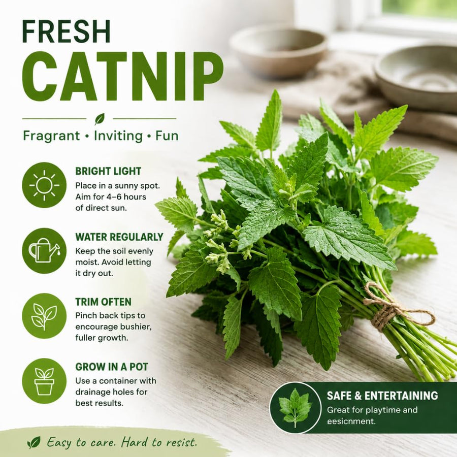 Pack of 4 Catnip Plants Live, Catnip Live Plants, 4-6 Inc Tall, Fragrant Herb Plant for Indoor Outdoor Containers and Herb Gardens