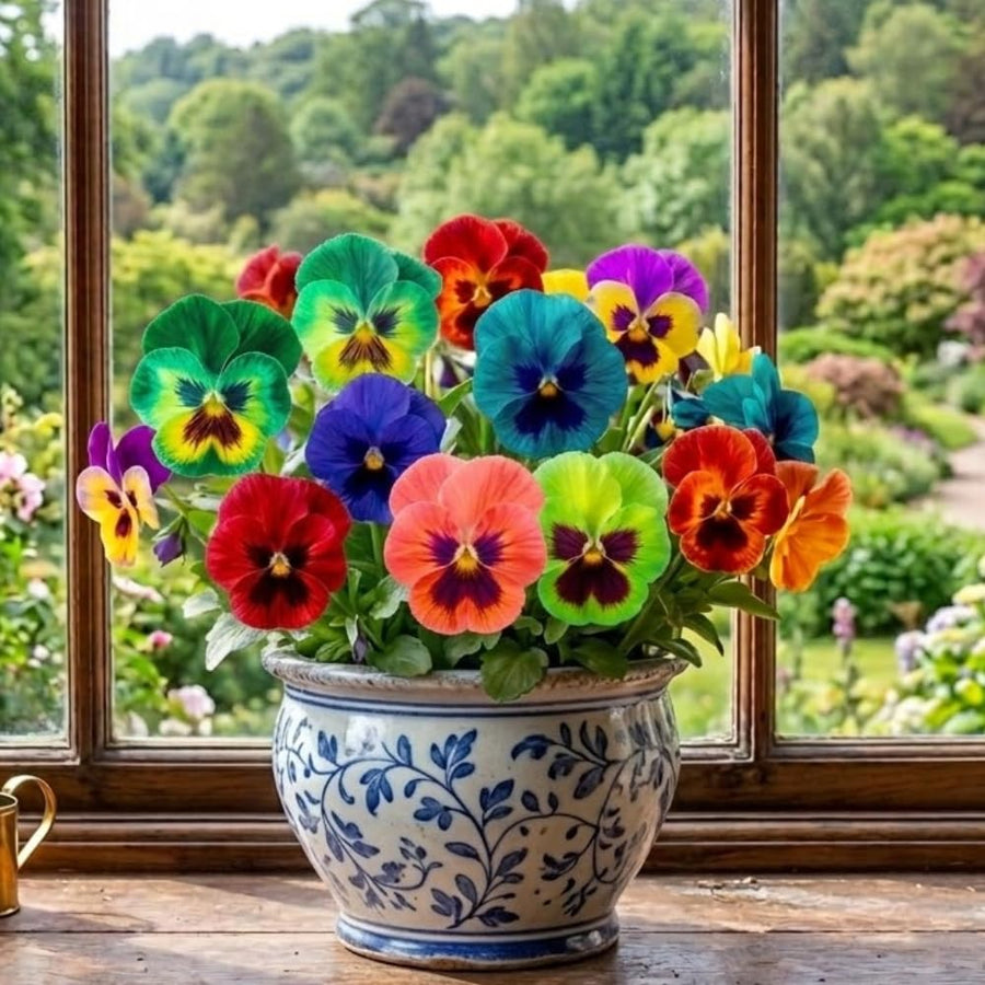 Pansy Plant Live in 4 Inch Pot, Random Pansy Live Plant, Vibrant Flower Plant for Outdoor Indoor Garden, 4-5'' Tall, Ready to Grow