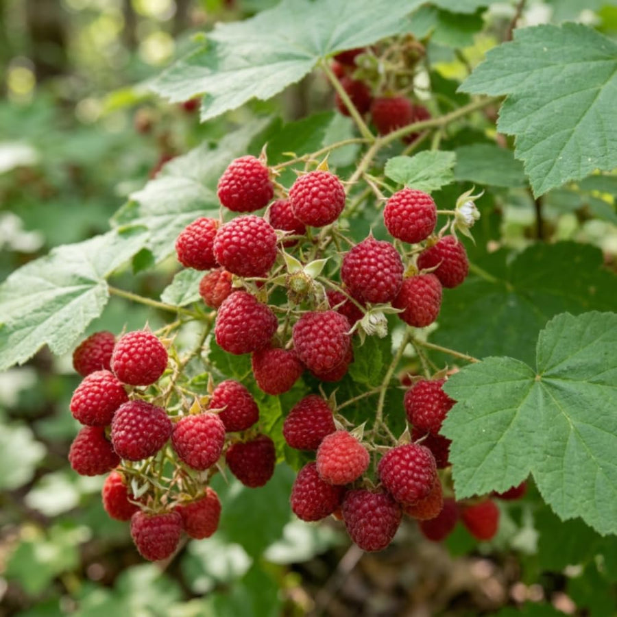 Thimbleberry Raspberry Plant Live, Thimbleberry Live Plant, 4 Inches Pot, 3-5 Inches Tall, Sweet Red Summer Fruit for Containers and Outdoor Gardens