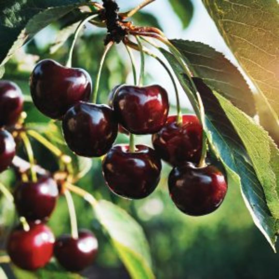 2 Sweet Black Cherry Plants Live, 1-2 Feet Tall, Wild Black Cherry Tree Live Plant, Large Dark Cherry Fruit Tree, Bareroots Dormant