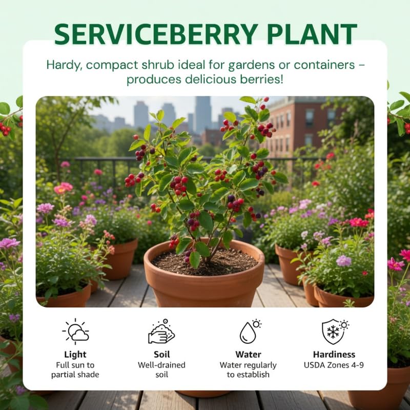 Pack of 2 Serviceberry Tree Live Plant, Serviceberry Plant, Bare Roots, 2-3 Years Old Plant, 16-24 Inc Tall, Sweet Edible Berries for Outdoor Garden