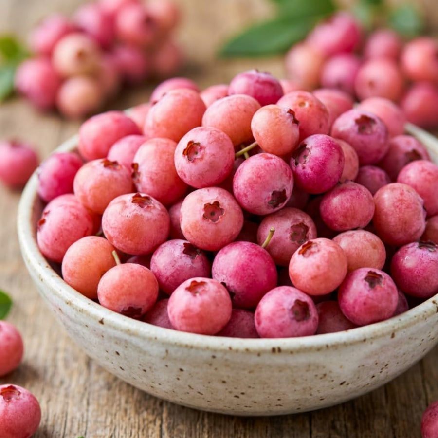 Blueberry Plant Live for Planting, Pink Blueberry Bush, Well Rooted, 6-8 Inc Tall, Berry Shrub for Edible Gardens or Landscapes