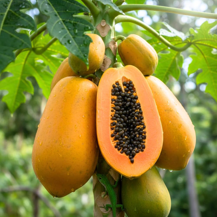 Set 3 Papaya Tree Live Plant, Papaya Plant Live, 4-7 Inc Tall, Fast Growing Fruit Plant for Containers and Outdoor Garden