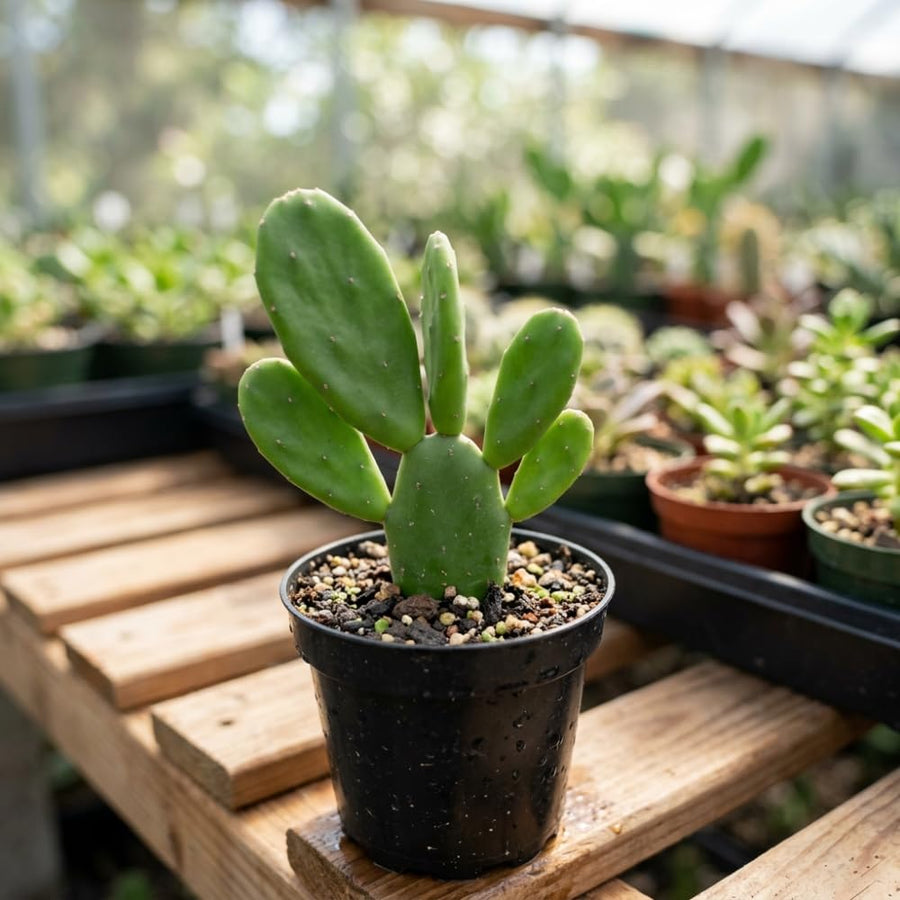 Prickly Pear Cactus Plant Live, Thornless Prickly Pear Plant, 4-6 Inc Tall, Hardy Succulent for Container, Patio or Landscape