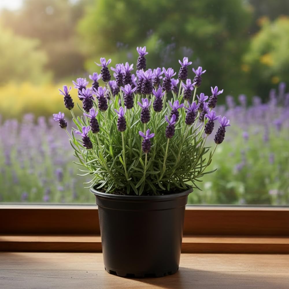 Lavender Plant Live in 3'' Pot, Fragrant Lavender Flowering Herb for Indoor Outdoor Planting, Ready to Grow (Spanish Lavender)