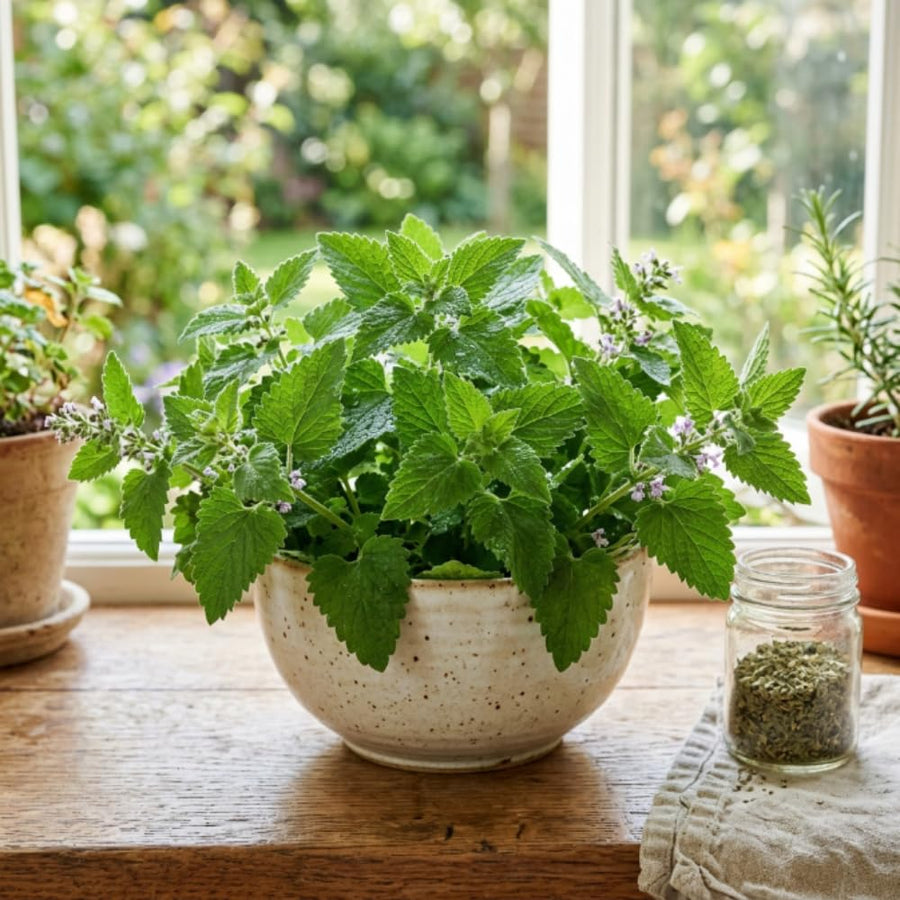 Set 2 Catnip Plants Live, Catnip Live Plants, 4-6 Inc Tall, Fragrant Herb Plant for Indoor Outdoor Containers and Herb Gardens