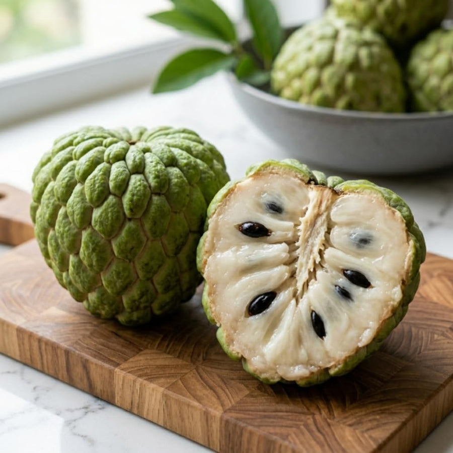 Sugar Apple Tree Live Plant, Sugar Apple Plant Live, 4-8 Inc Tall, 4 Inc Pot, Sweet Tropical Fruit Tree for Container and Outdoor Garden